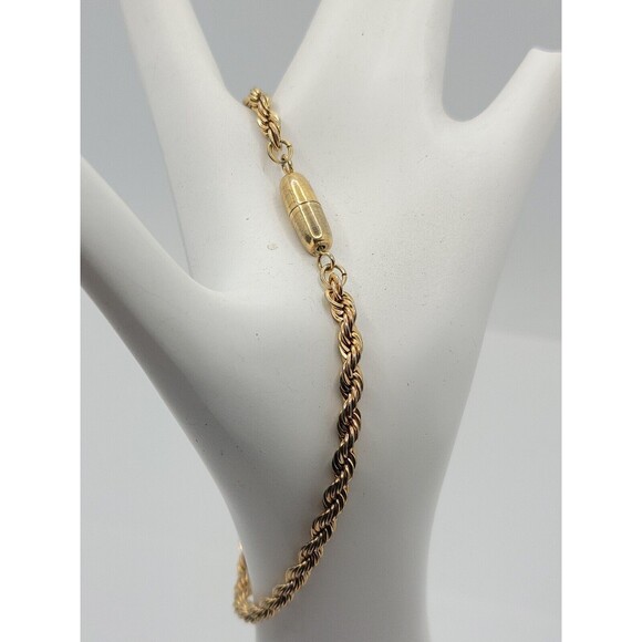 Vintage 1960s Yellow Gold Plate Rope Chain Bracelet - Picture 2 of 3